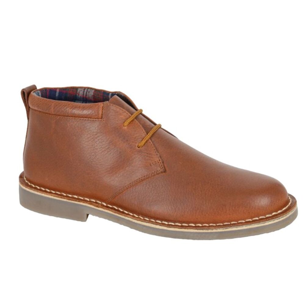 Roamers Mens Leather Desert Boots / Brown